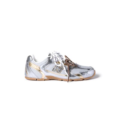 MIU MIU X NEW BALANCE 530 SL METALLIC LEATHER AND MESH SNEAKERS 5E165E